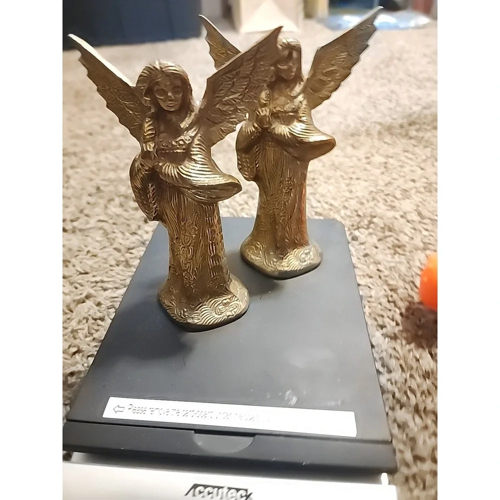 Vintage Brass/Copper Angel‎ Candleholder. Heavy. Detailed.